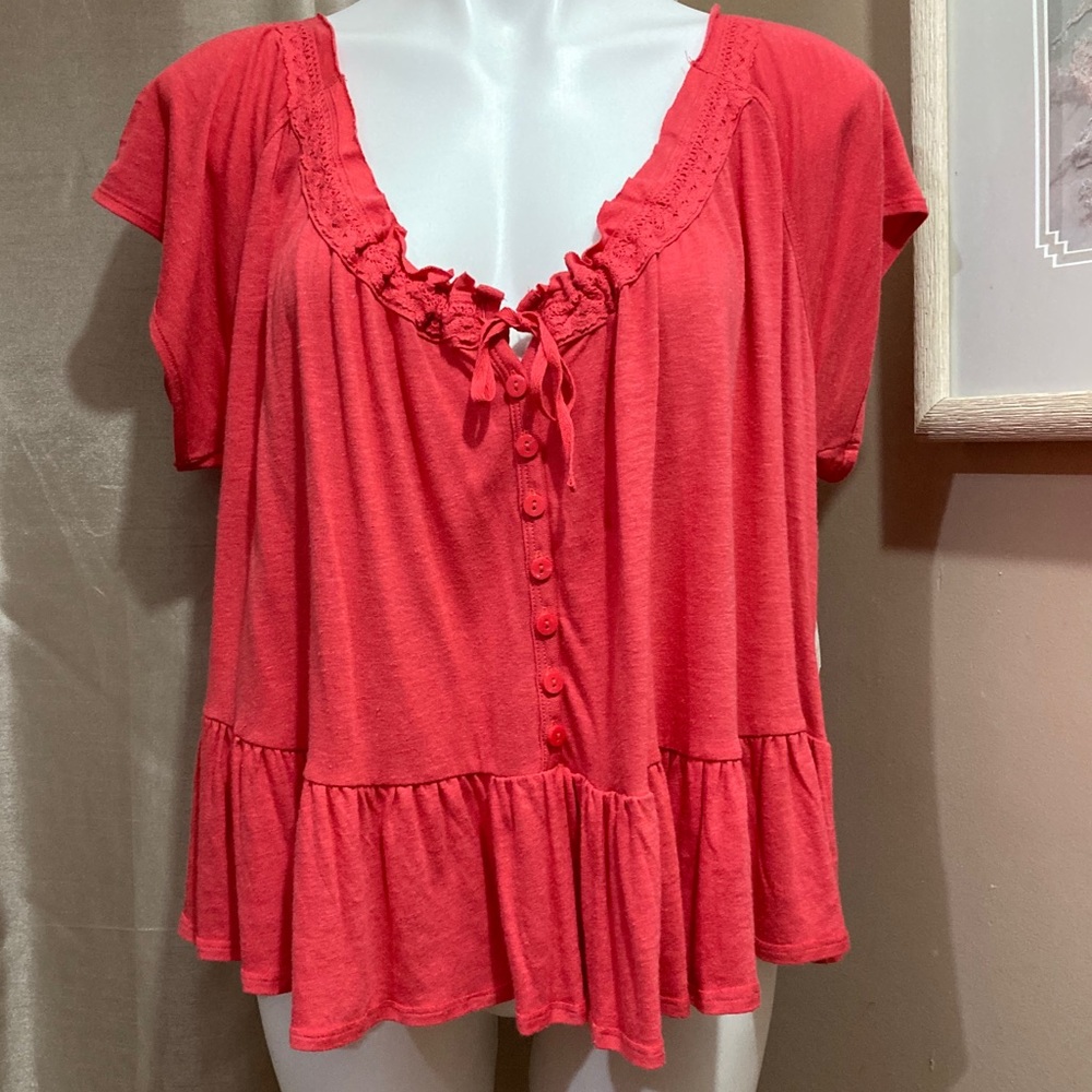 Free People Oversized Ruffled Crop Top